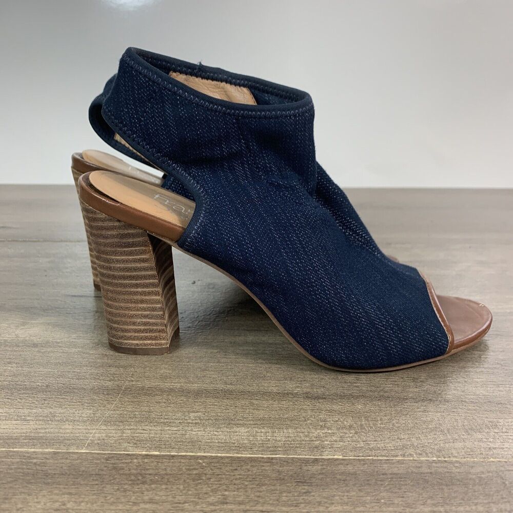 Franco Sarto Helix Peep Toe Block Heel Ankle Booties Blue Size 7.5 M Peep Toe
